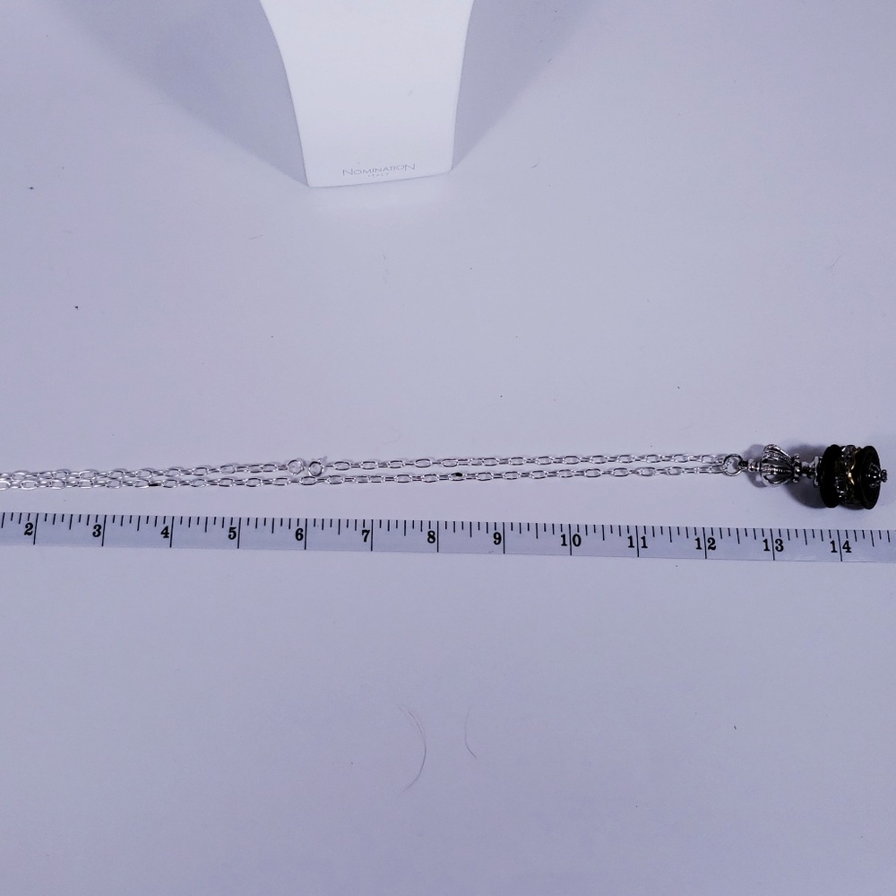 Crown Pendant Silver Rhinestone with Chain - Picture 3 of 3